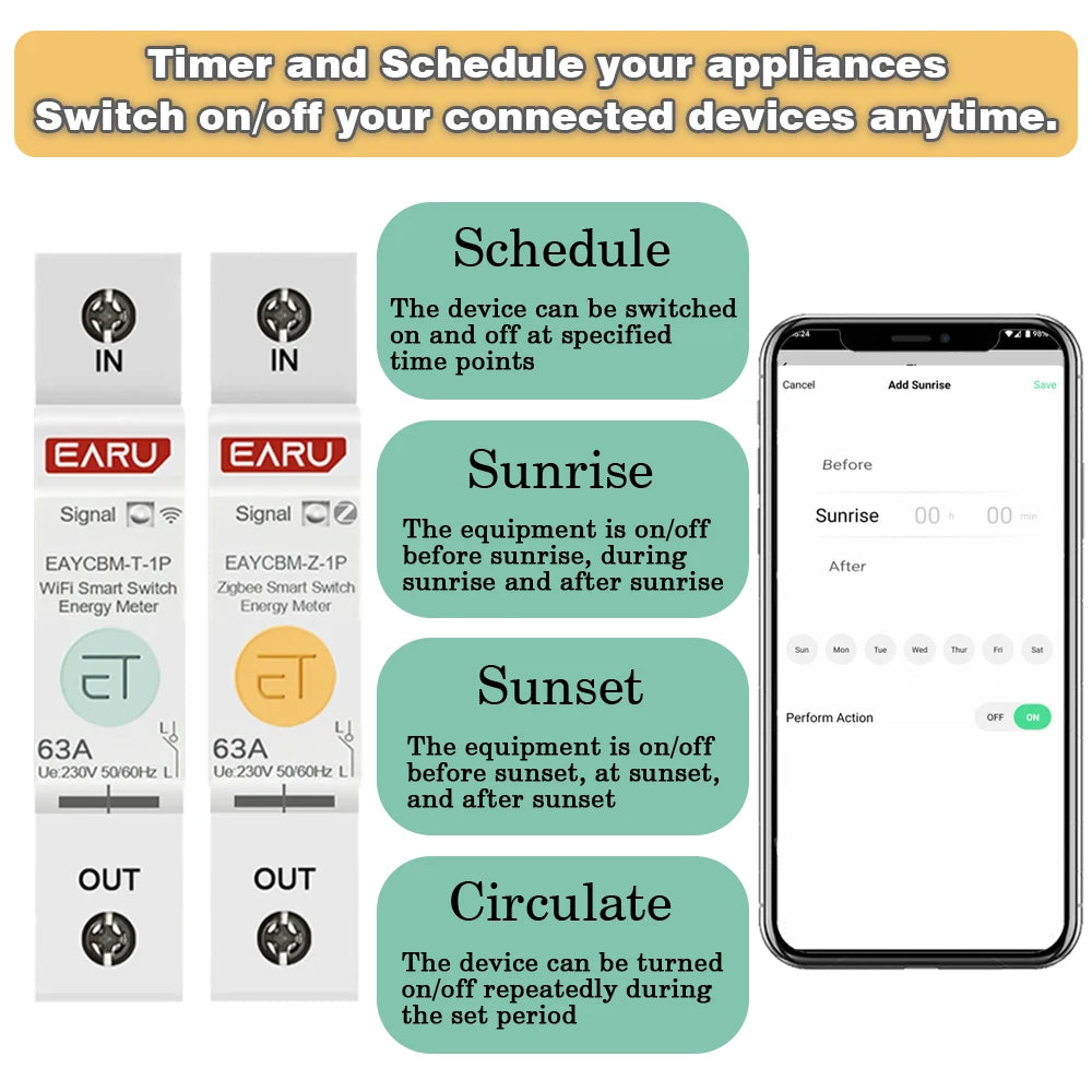 Smart WiFi ZigBee Circuit Breaker with Remote Control and Power Metering