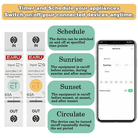 Smart WiFi ZigBee Circuit Breaker with Remote Control and Power Metering