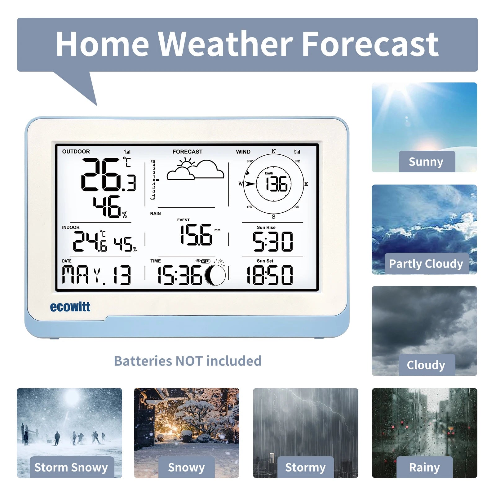 Ecowitt Essense3 Wireless Weather Station with 7.5'' Display - Complete Weather Monitoring System