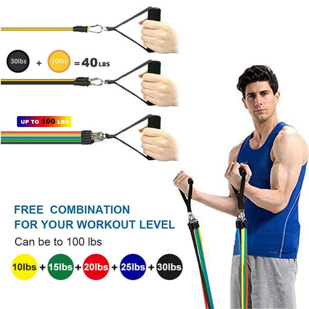 11pcs Resistance Band Set With Rope-Portable Full Body Kit