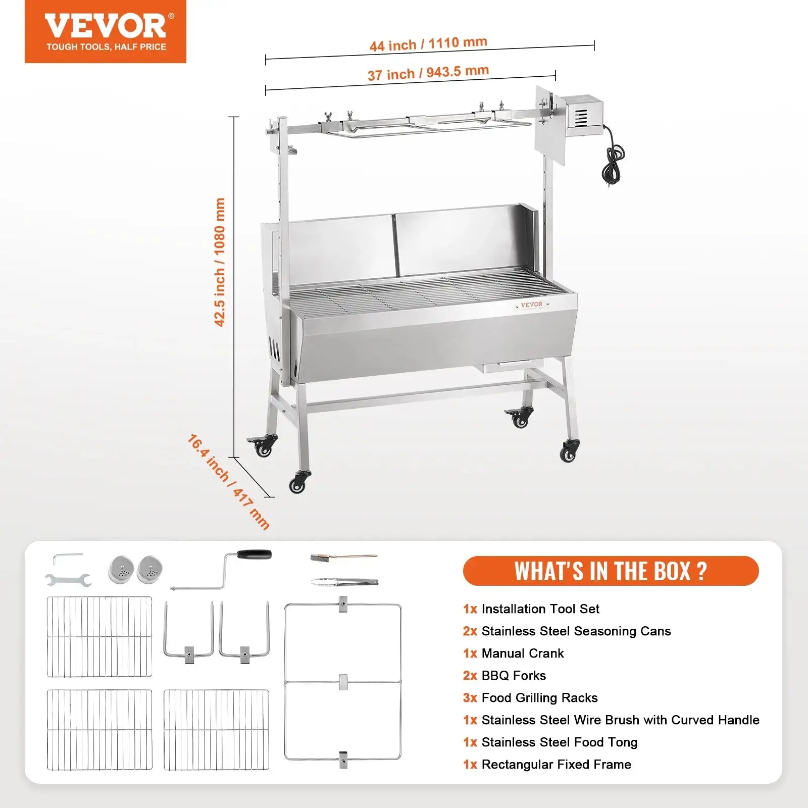 35 Inch Rotisserie Grill Stainless Electric Camping 35inch board / CZECH REPUBLIC