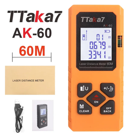 40M-60M Mini Smart Laser Distance Meter &ndash; USB Rechargeable orange 60m