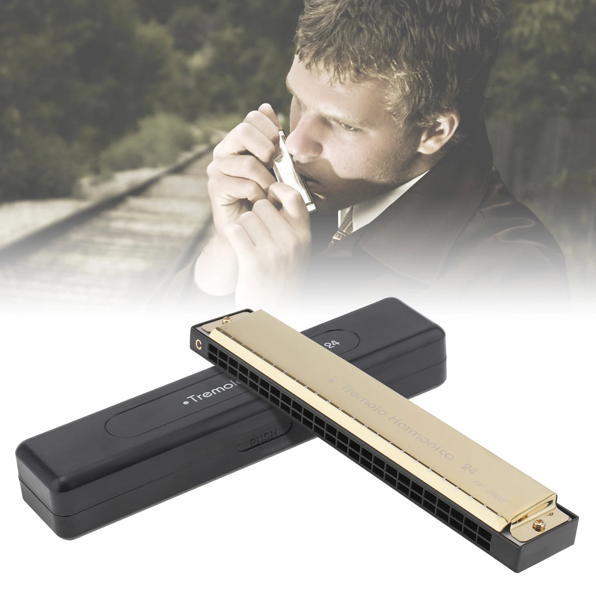 8K Titanium Tremolo Harmonica &ndash; Key C Tone Included