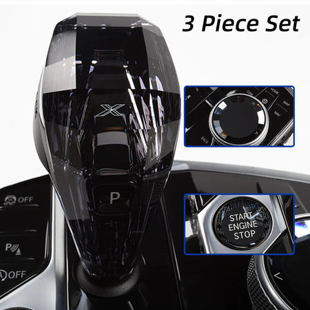 3 Pieces Set Crystal Gear Shift Knob Lever Car Crystal Shift Knob Gear Handle For 5 6 7 Series G30 G31 G32 G12 X3 X4 G01 G02 by InterCyprus Trading Ltd