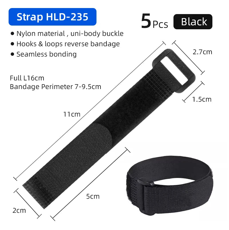 Deemount Bicycle Hook Loop Tape &ndash; Durable Nylon Fastening Straps Black 16cm 5PC / CHINA