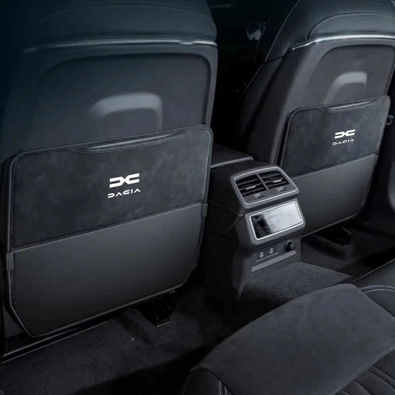 Leather Car Anti-Kick Mat Seat Back Protector for Dacia Logan, Duster, Sandero, Lodgy, and Stepway - Waterproof and Easy to Install