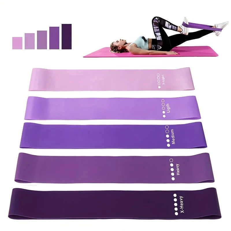 Conjunto de Faixas de Resistência em Gradiente de 5 Peças para Yoga, Pilates e Fitness