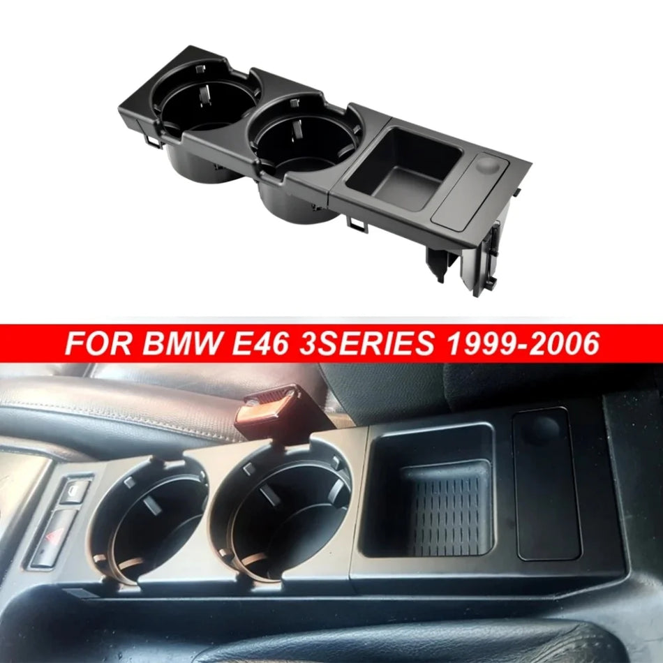 Úložný box stredovej konzoly s dvojitým držiakom na poháre pre BMW E46 1999-2006