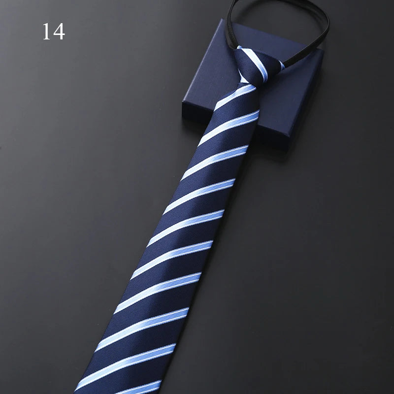 Lazy Zipper Men's Stripe &amp; Solid Colour Slim Tie 14