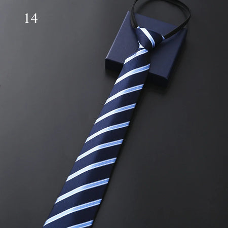 Lazy Zipper Men's Stripe &amp; Solid Colour Slim Tie 14
