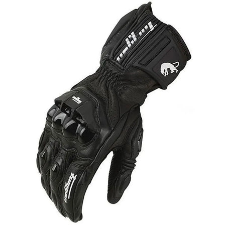 GISAEV Black Racing Leather Motorcycle Gloves - Summer &amp; Winter Wear
