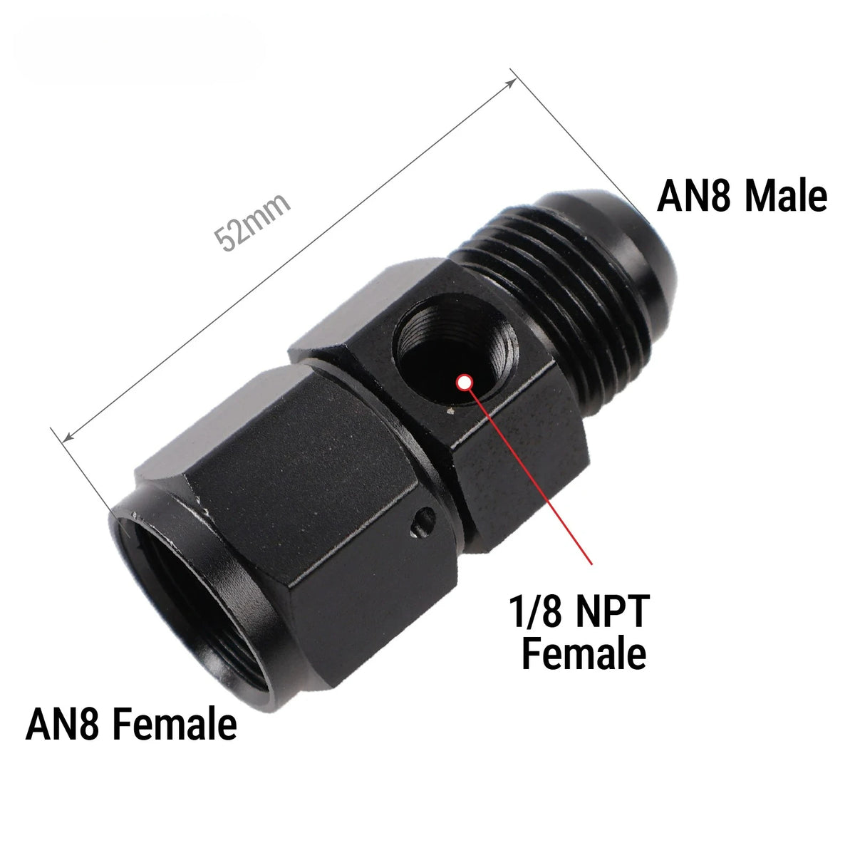 Universal AN Adapter Male To Female With 1/8 Inch NPT Gauge Port by InterCyprus Trading Ltd