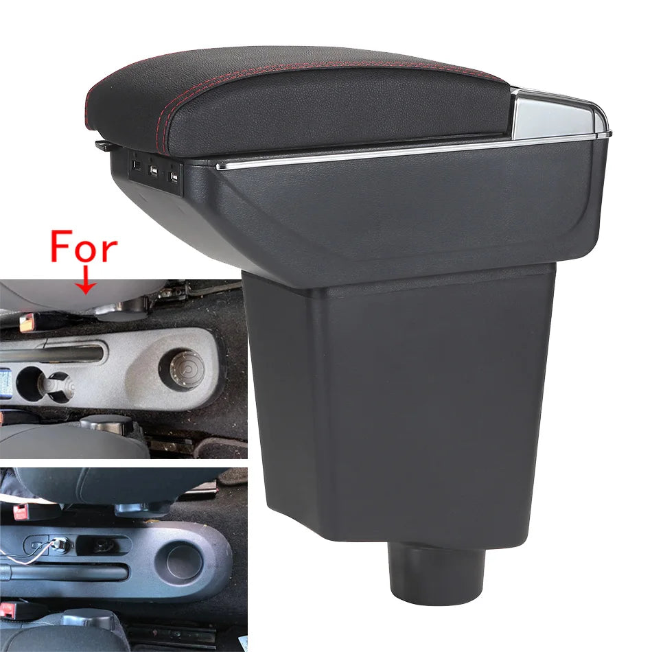 Caja reposabrazos de cuero PU para consola central de Renault Clio 3 4 IV Captur