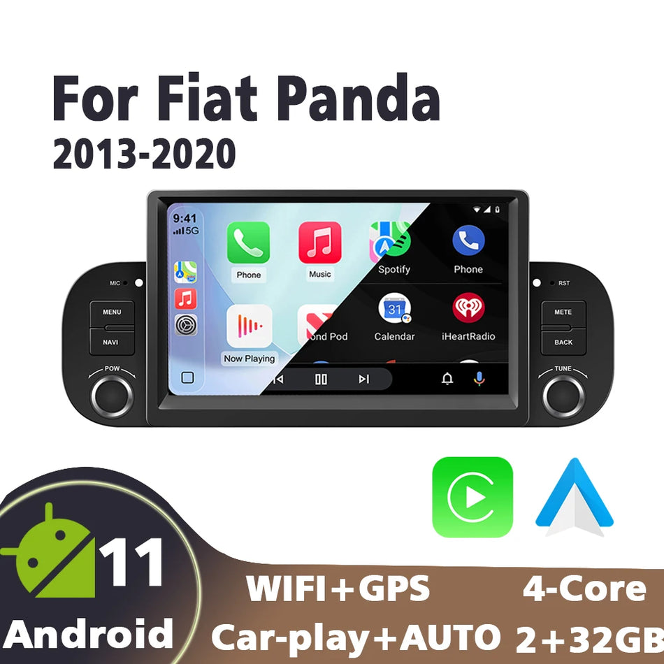 Radio Samochodowe Fiat Panda 2013-2020 z 7-calowym bezprzewodowym CarPlay, Android Auto, GPS