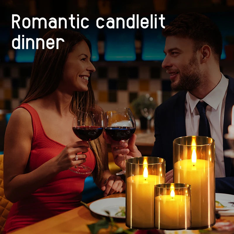 Üç Renkli Alevsiz LED Sütun Mumları Pille Çalışan