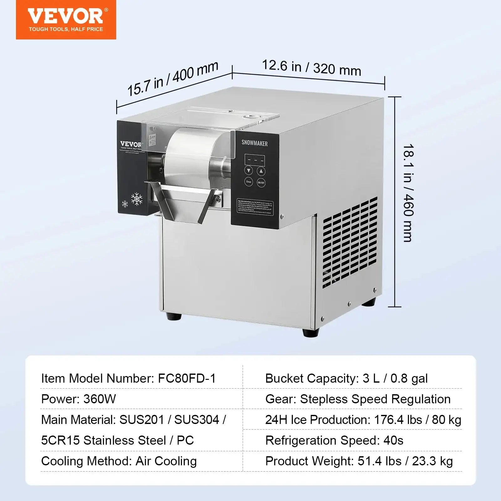 Commercial Air Cooled Snowflake Ice Machine Stainless Steel 360W / spain