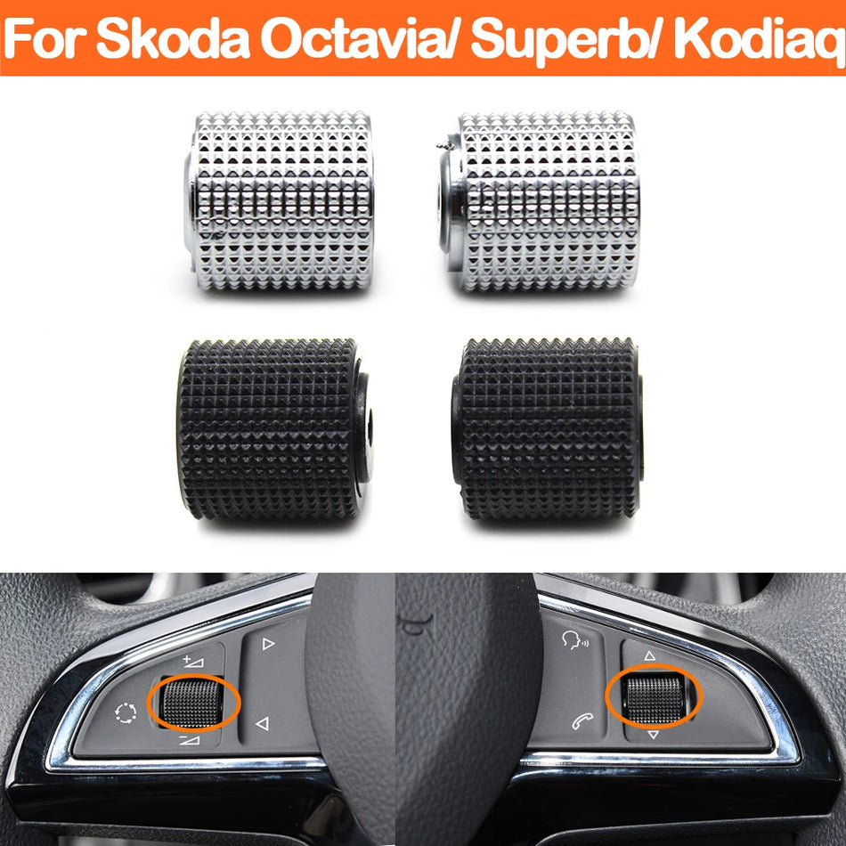 Rattkontrollknapp för Skoda Octavia och andra Skoda-modeller PC ABS gummibelagd krom