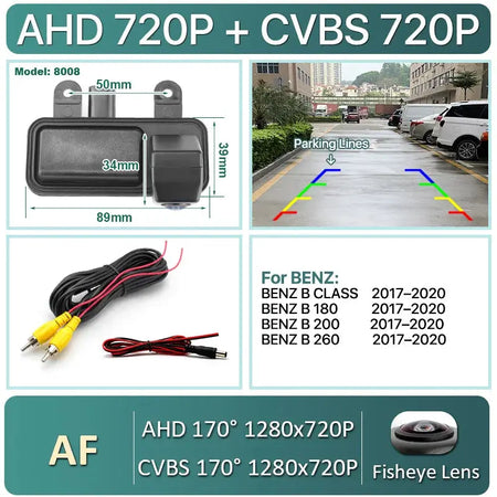 AHD 1080P Dynamic Trajectory Car Reverse Trunk Handle Camera For Mercedes Benz B Class W212 W246 B200 E Class W207 C/CLC W203 by InterCyprus Trading Ltd
