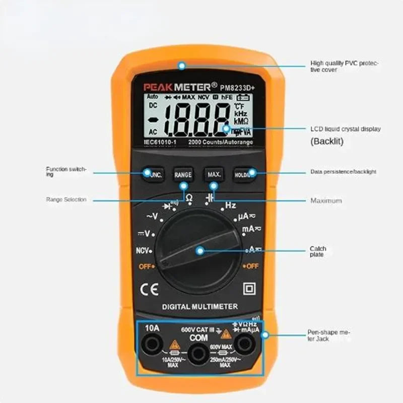 PM8233D Plus &ndash; Auto Range Digital Multimeter NCV Tester