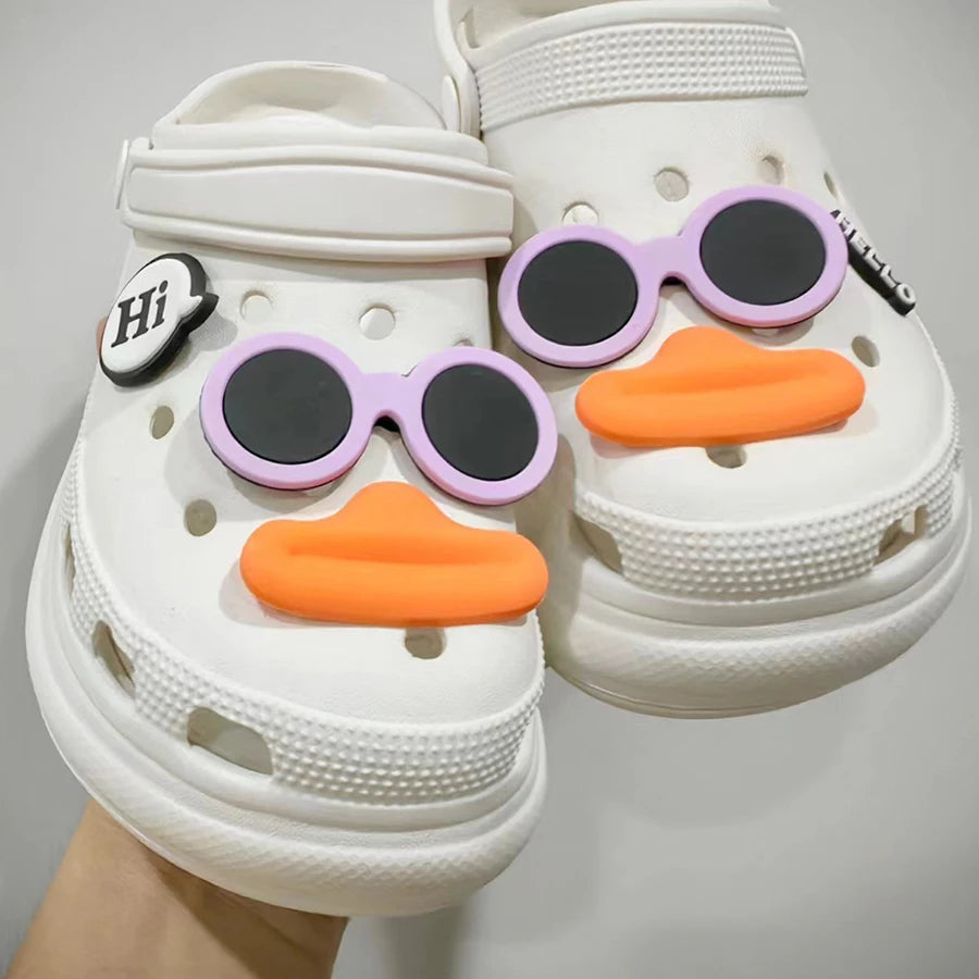 Funny Face PVC Sausage Mouth Charms Set for Clogs and Sandals PURPLE / CHINA