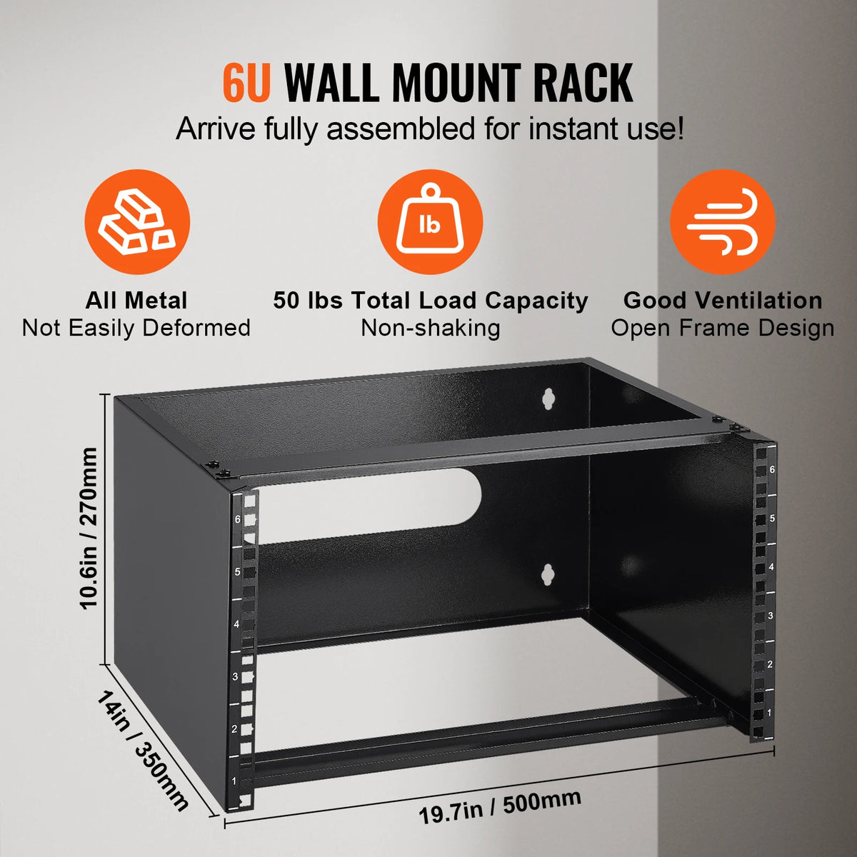 SucceBuy 6U Wall Mount Network Rack &ndash; 14In Depth 50Lb