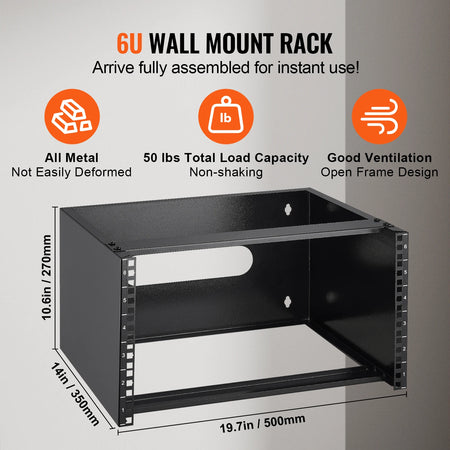 SucceBuy 6U Wall Mount Network Rack &ndash; 14In Depth 50Lb