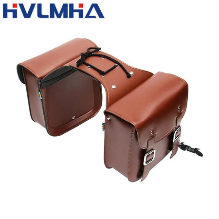 Motorcycle Saddlebags PU Leather Side Tool Pouch Gloves Luggage Saddle Bags Vintage Brown Universal by InterCyprus Trading Ltd
