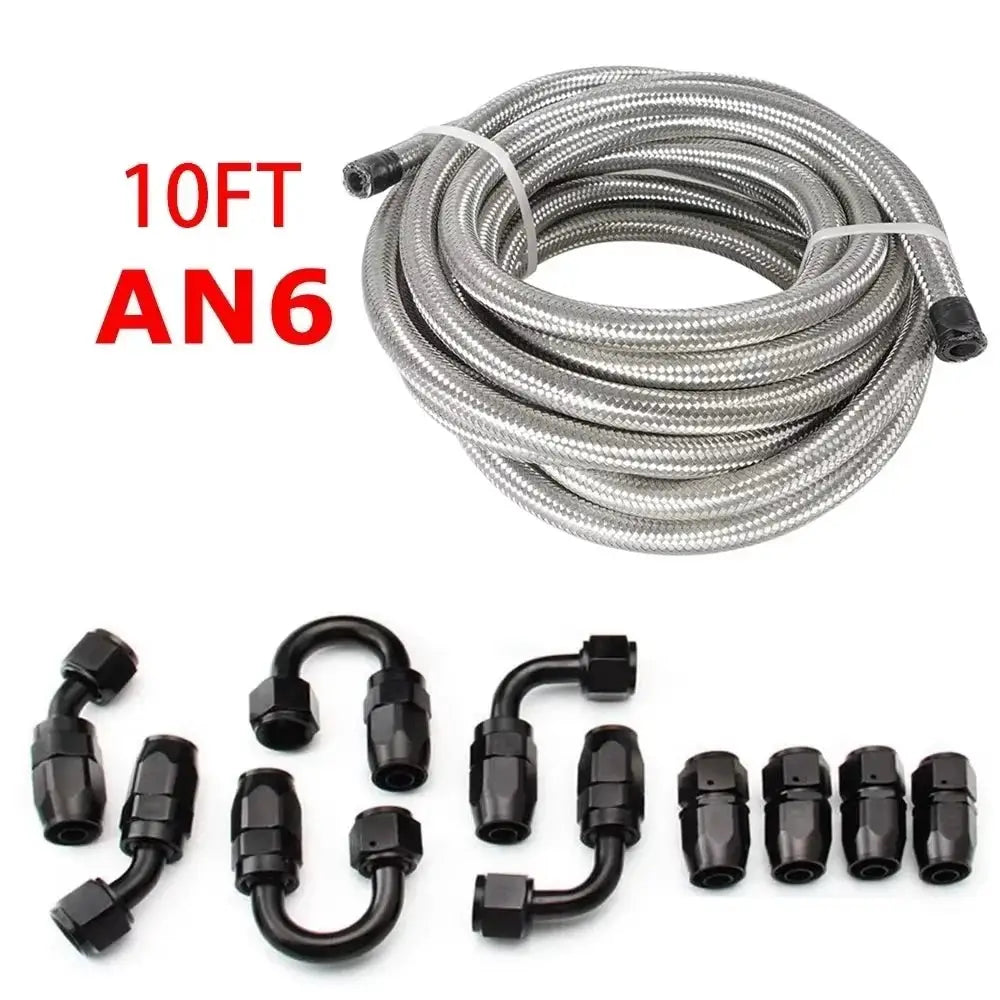 3M AN6/AN8/AN10 CPE Oil Fuel Fittings Hose End 0+45+90+180 Degree Oil Adaptor Kit AN6 Braided Oil Fuel Hose Line With Clamps by InterCyprus Trading Ltd