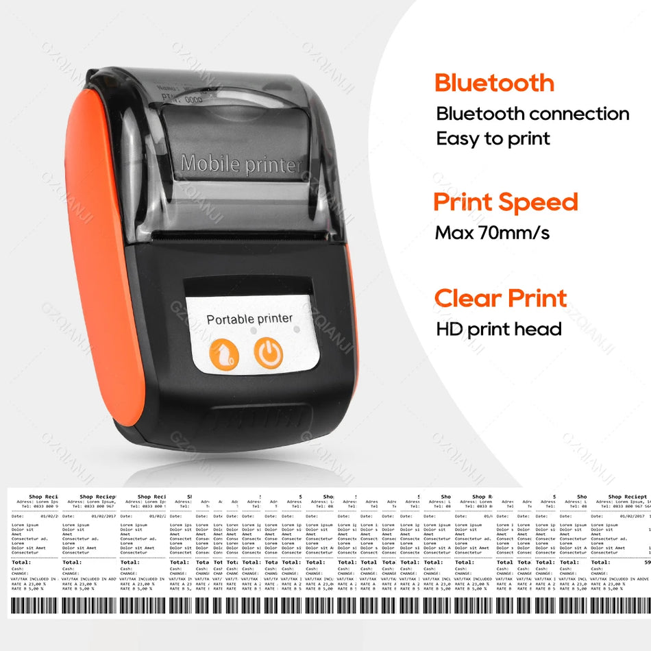 58mm Mini Bluetooth Drahtloser Thermodrucker für Android, iOS, Windows
