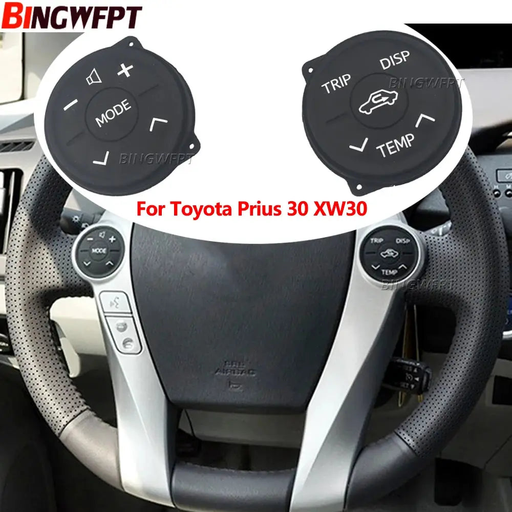 2x (Left + Right) Control Panel Rubber For Toyota Prius XW30 2010 For Prius Eco 2010 For Prius 30 2009 Steering Wheel Switch by InterCyprus Trading Ltd