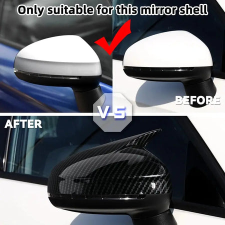 For Audi A1 2011-2018 Car Rearview Side Mirror Cover Wing Cap Exterior Door Shell Trim ABS Carbon Accessories by InterCyprus Trading Ltd
