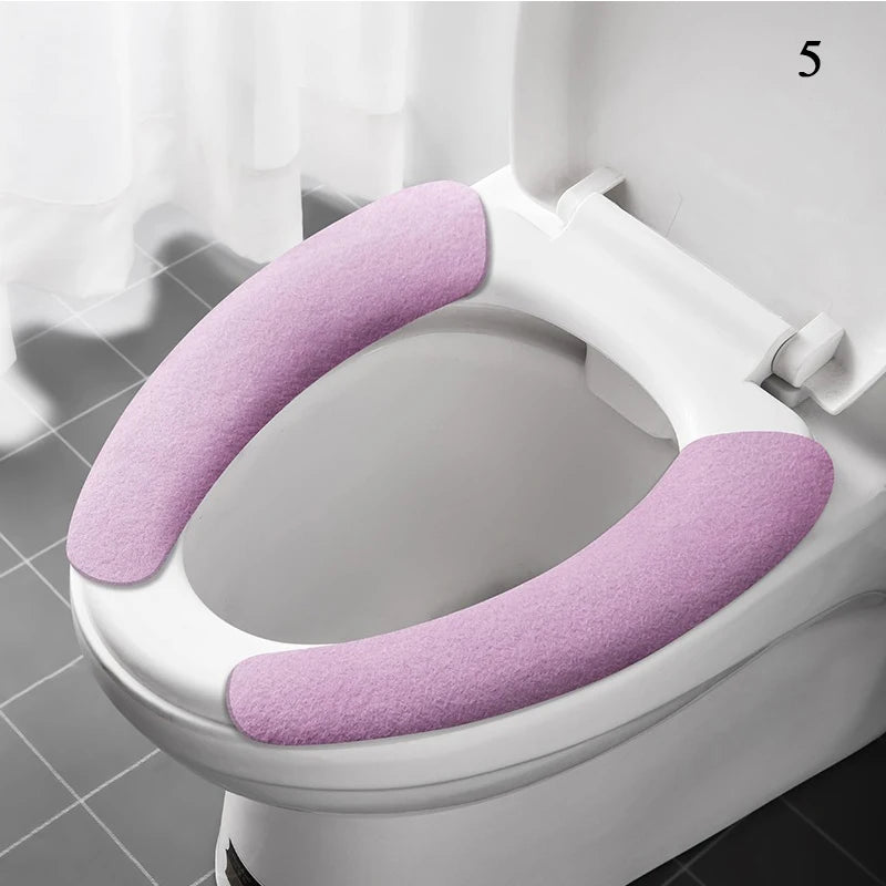 2Pc Set Reusable Toilet Seat Cover &ndash; Warm Flannel Pad small purple