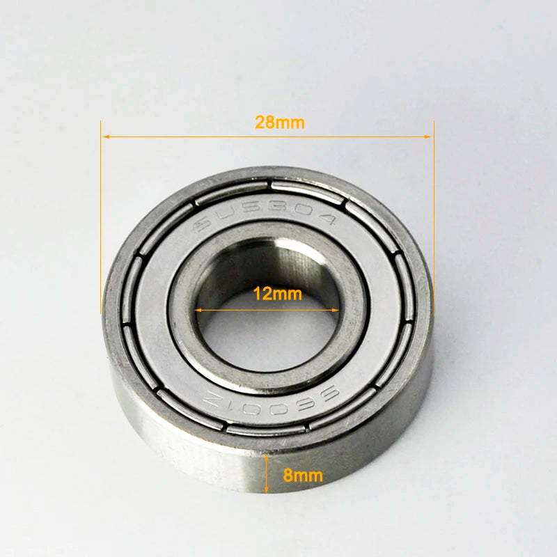 304 Stainless Steel Ball Bearings &ndash; Food Grade Non Magnetic 6001ZZ 12x28x8mm / CHINA / 2Pcs