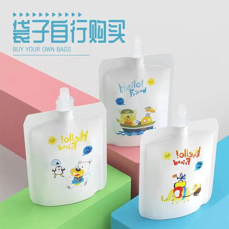 8Pcs Baby Reusable Food Storage Squeeze Pouch with Drink Spout - Eco-friendly &amp; Portable 8 PC  White