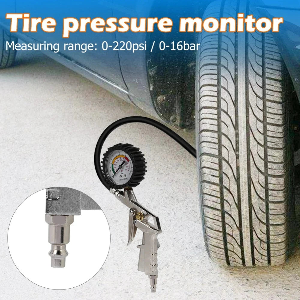 New Car Tire Pressure Gauge - 0-220 PSI EU Plug Durable