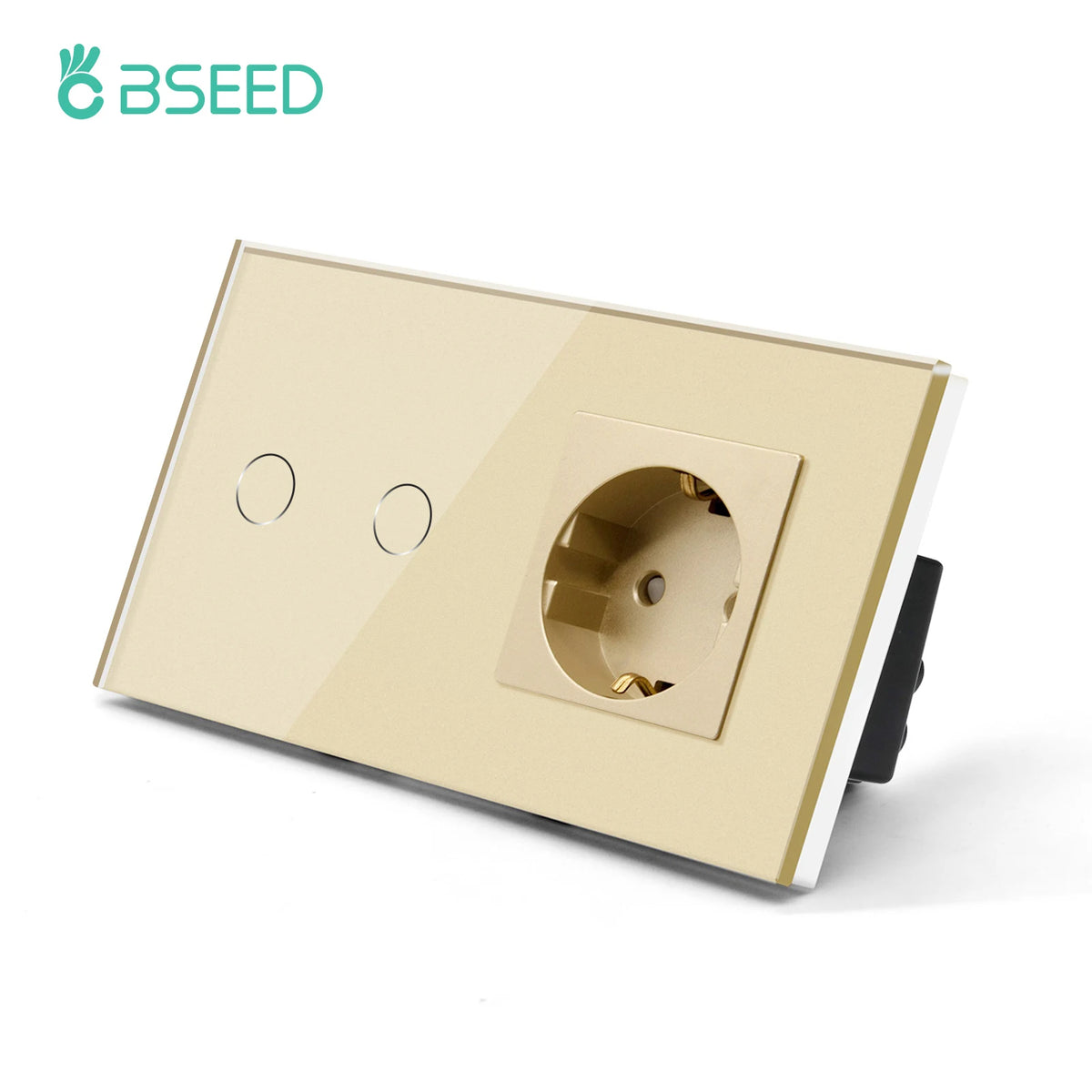 BSEED Touch Switch with USB Sockets and Glass Panel - EU Standard 2G Switch Socket / EU standard