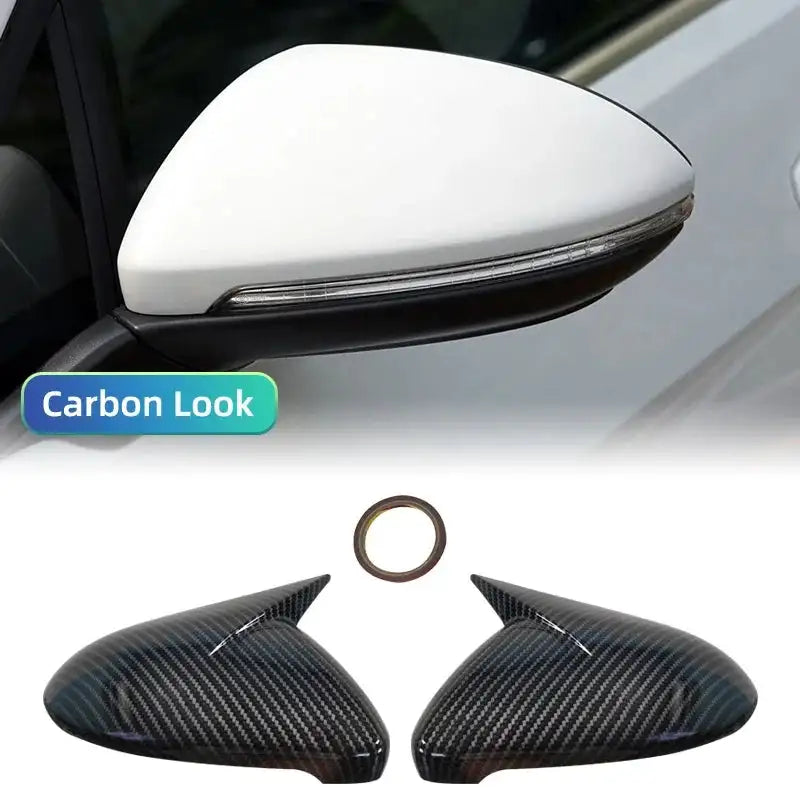 VW Golf 7 Mirror Cap Two Piece Set Wing Side Cover 2014-2020 Carbon fiber pattern