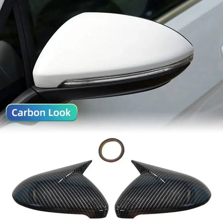 VW Golf 7 Mirror Cap Two Piece Set Wing Side Cover 2014-2020 Carbon fiber pattern