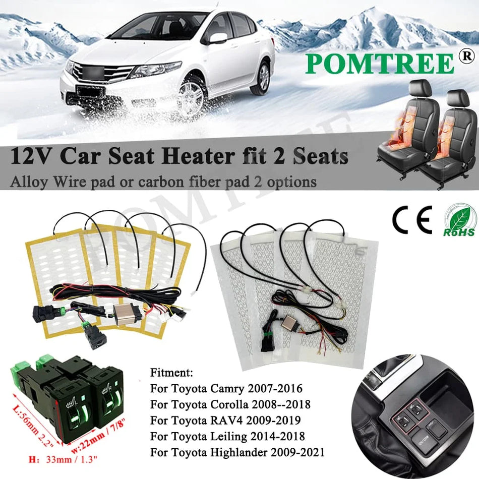 Σετ Θέρμανσης Καθισμάτων Toyota Camry, Ενσωματωμένο 12V, 4 Θερμαντικά Μαξιλάρια, Διπλός Έλεγχος