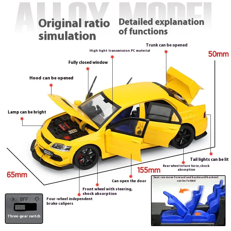 1:32 Scale Metal Diecast Car Model for Mitsubishi Lancer Evolution IX