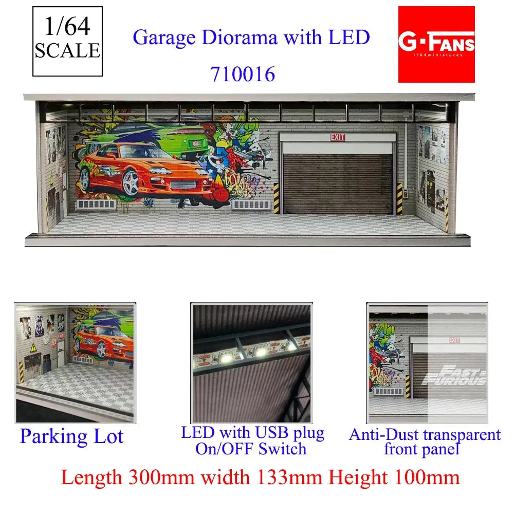 GFans 1:64 Diorama Car Garage &ndash; LED Lights Display 710016