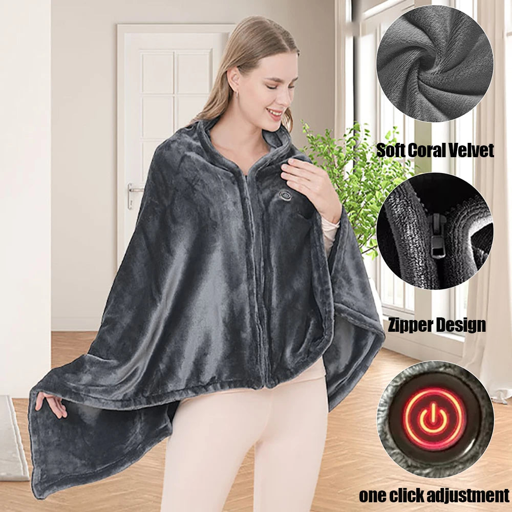 Wearable Heating Electric Blanket Shawl - Fast Heating