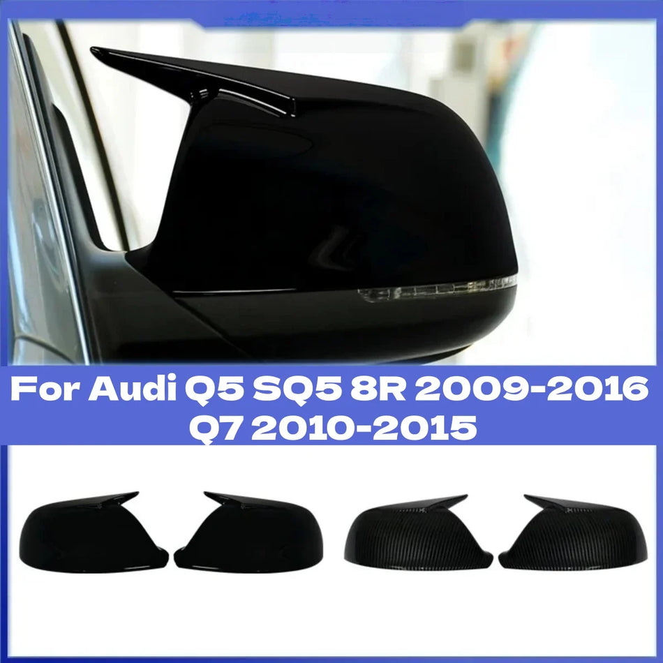 Coperture Caps Specchietto Laterale Posteriore Nero Lucido Carbon Look per Audi Q5 Q7 SQ5 8R