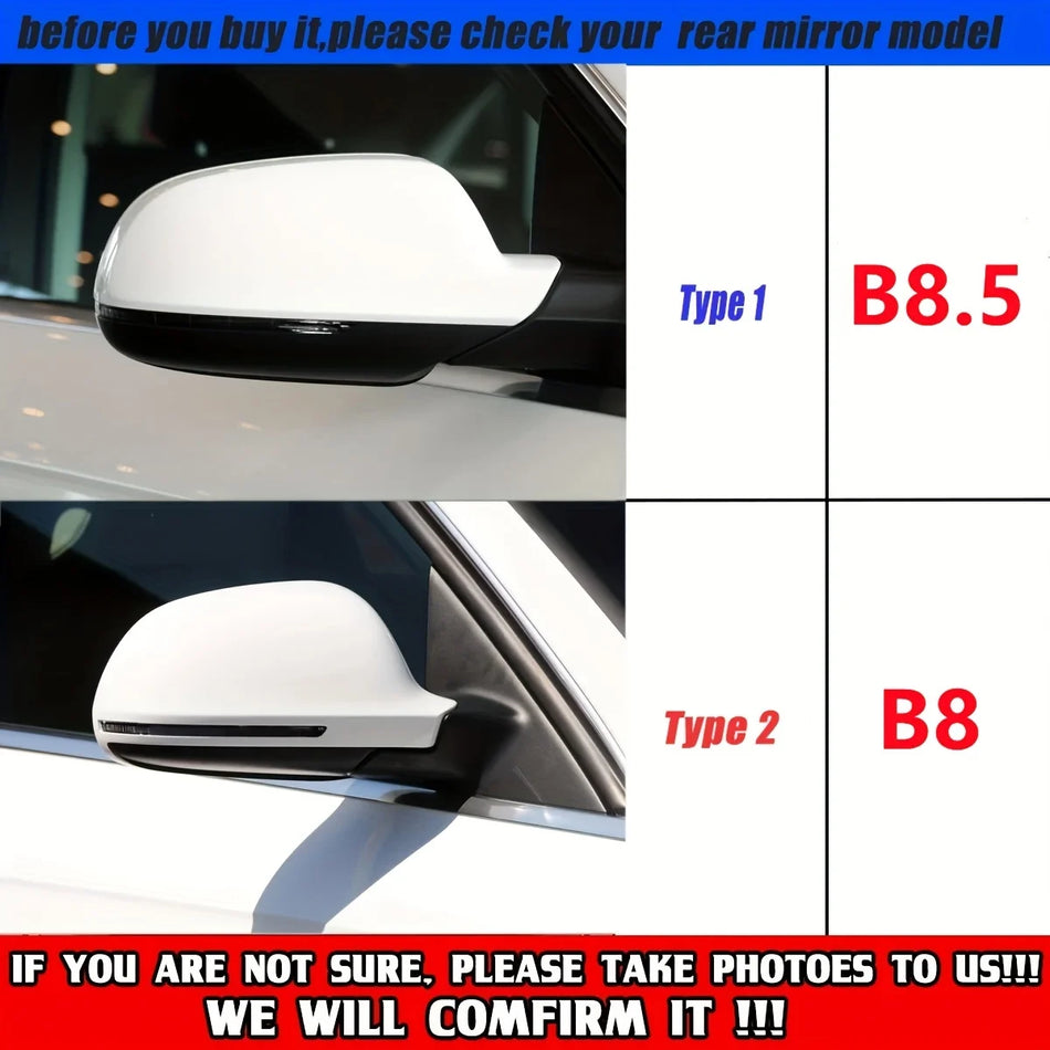 Pair Side Wing Mirror Covers ABS For Audi A3 8P A4 A5 B8 B8.5 Q3 A6 C6 4F S6