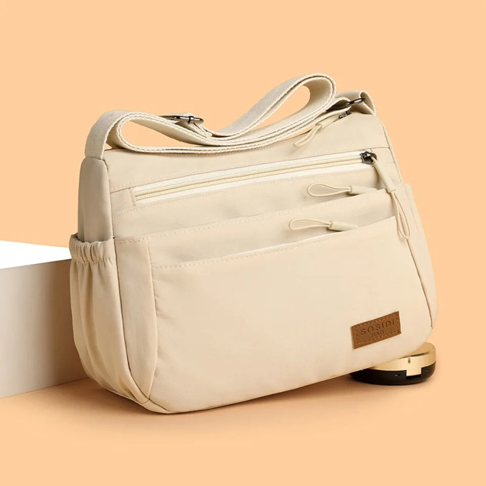 Geantă de umăr din nailon pentru femei cu multiple buzunare, poșetă crossbody messenger, geantă de mână de lux designer