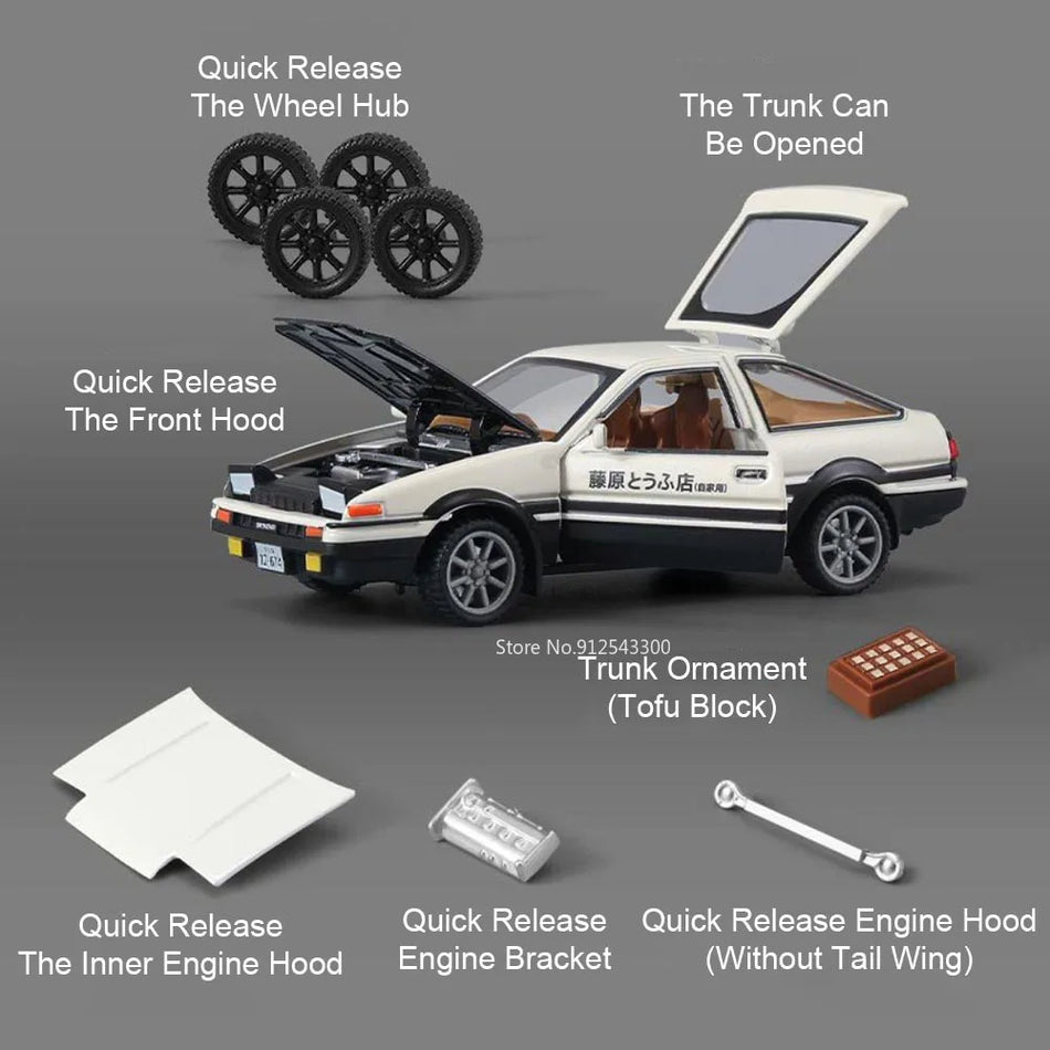 Model de mașină din metal turnat cu caroserie din aliaj, piese detașabile pentru Pagani Zonda R AE86
