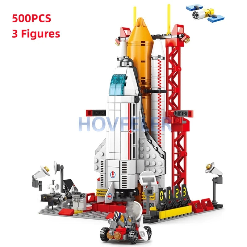 HOVFELER City Shuttle Satellite Rocket Building Blocks Set with Astronaut Figure 500Pcs NO BOX  8862 / CHINA