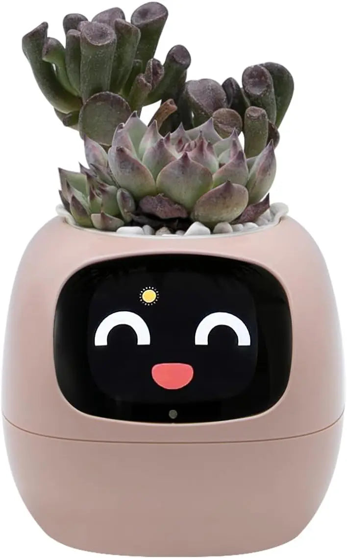 Intelligent Smart Pet Planter with AI Expressions and Sensors Light Pink