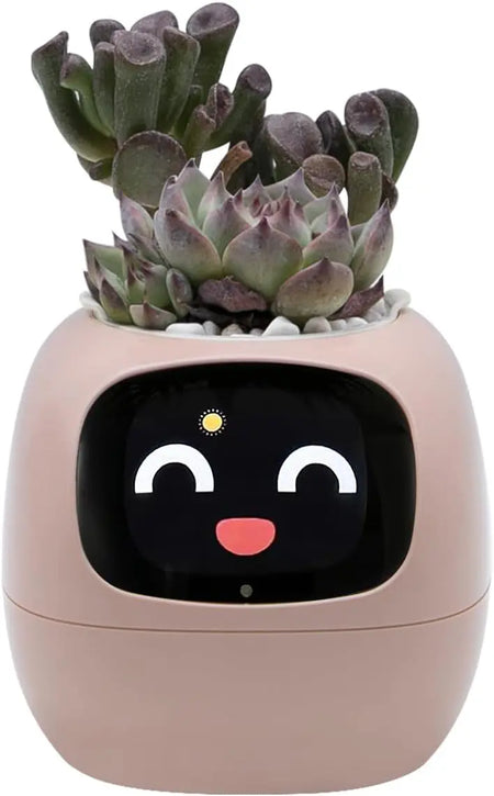 Intelligent Smart Pet Planter with AI Expressions and Sensors Light Pink