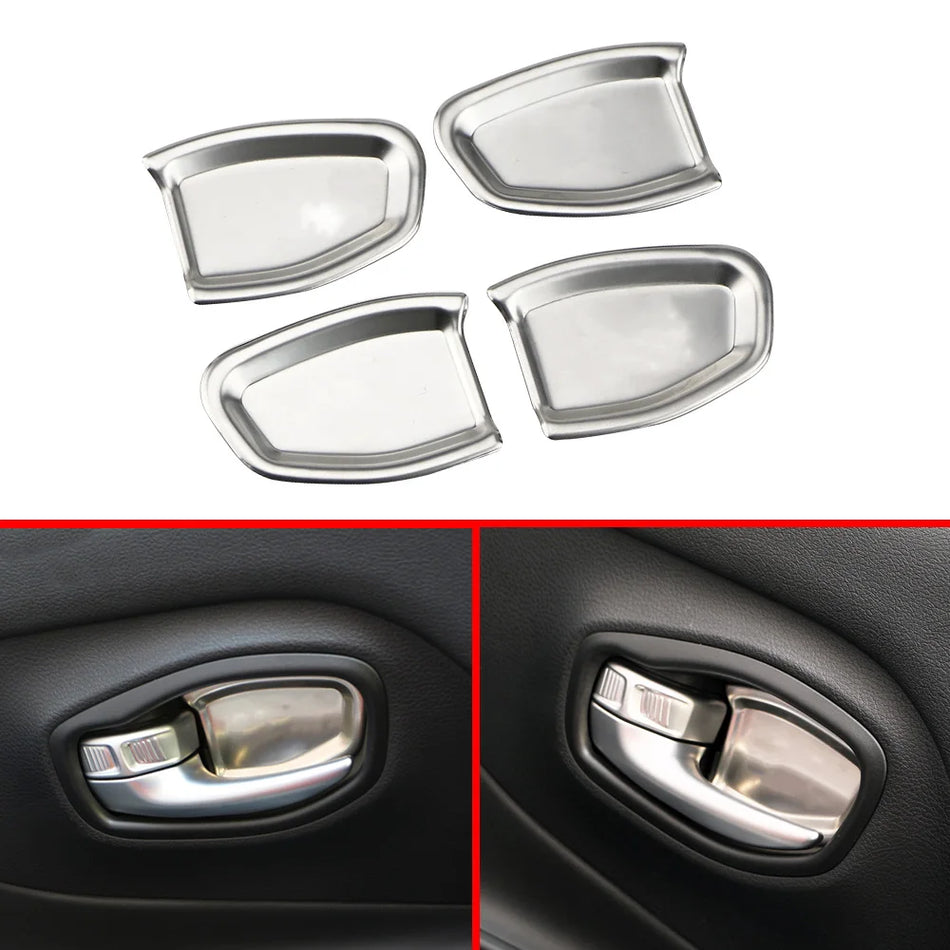 Inner Door Bowl Protection Covers Stainless Steel 4 Pcs Set for Jeep Renegade Durable Finish